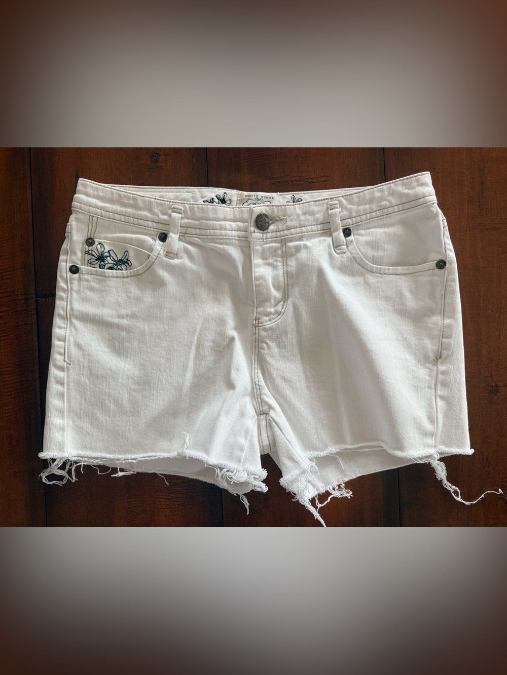 White House Black Market White Distressed Denim Cutoff Shorts
